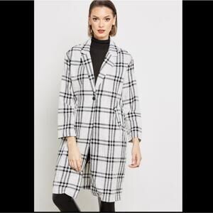 Cotton On Plaid Black and White Trench Jacket size Medium